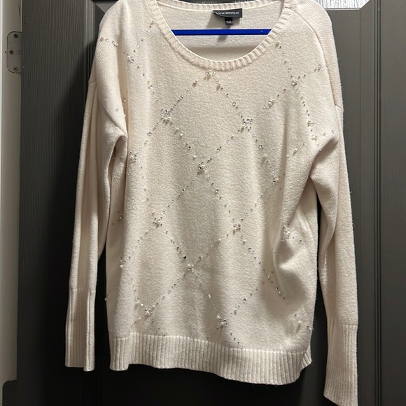 Lane Bryant Sweaters - Ivory sweater with pearl and jewel encrusted